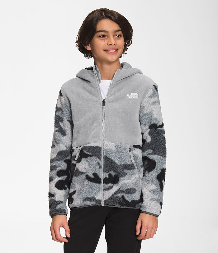 The North Face Printed Forrest Full Zip Hooded Fleece Boys Jacket Grey/Camo 095127-KWV